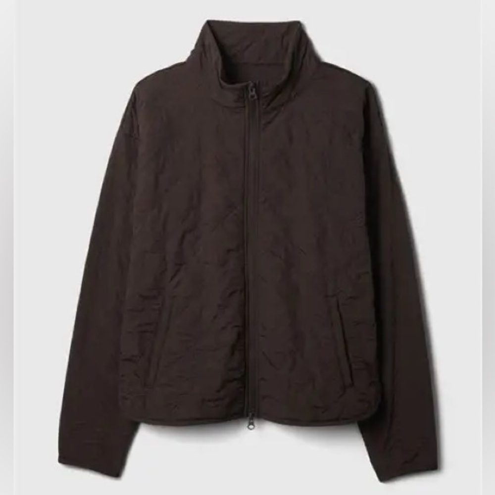 GapFit by Gap True Black Mock Neck Woven Quilted Jacket | Size: XL